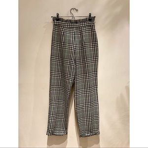High-waisted Houndstooth Paperbag Ankle Grazers